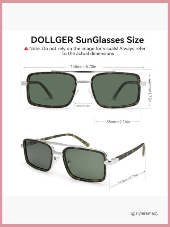 Polarized Aviator Sunglasses with UV Protection, Retro Rectangle Style main image 6